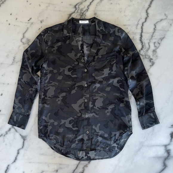 Equipment Camouflage Print Silk Blouse - Picture 3 of 14